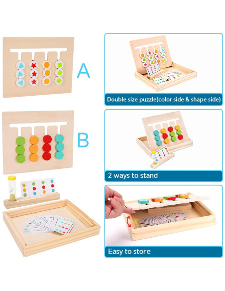 Rompecabezas Montessori AugToy Madera Colores y Formas 3-7 Años