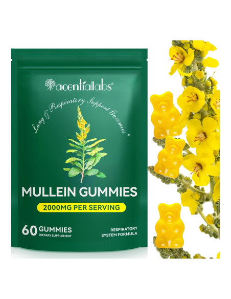 Gomas de Mullein Orgánico 60 Unidades 2000mg Salud Pulmonar