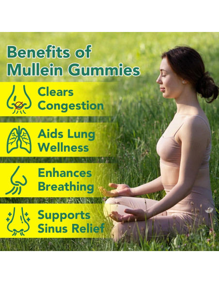 Gomas de Mullein Orgánico 60 Unidades 2000mg Salud Pulmonar