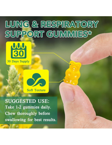 Gomas de Mullein Orgánico 60 Unidades 2000mg Salud Pulmonar