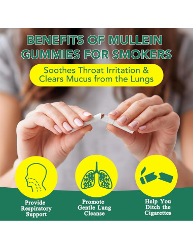 Gomas de Mullein Orgánico 60 Unidades 2000mg Salud Pulmonar