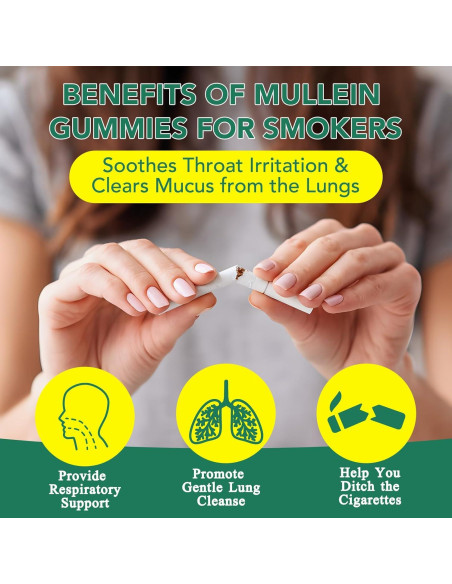 Gomas de Mullein Orgánico 60 Unidades 2000mg Salud Pulmonar