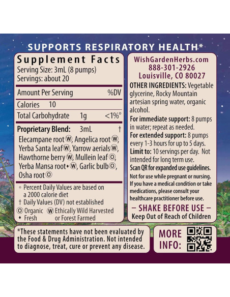 Suplemento Natural WishGarden para Pulmones 18.6g - Limpieza y Apoyo