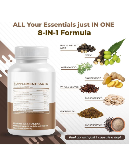 Suplemento Digestivo NuraFuse Nuez Negra 150 Cápsulas