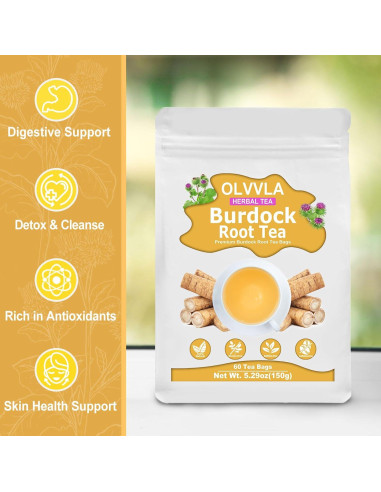Té de raíz de bardana Olvvla - 60 bolsas - 100% natural