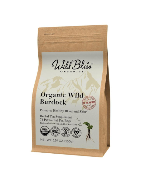 Té de raíz de bardana orgánico Wild Bliss - 75 bolsas detox