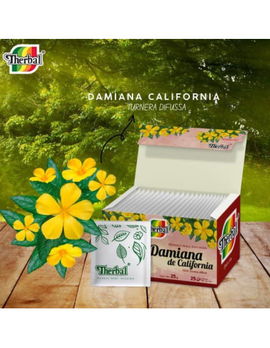 Té Herbal Damiana Therbal - 25 Bolsitas Sin Cafeína