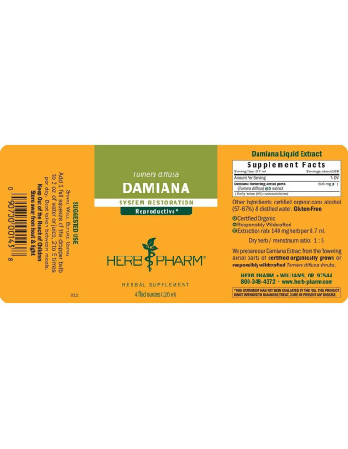Extracto Líquido de Damiana Herb Pharm 118.3 ml Orgánico
