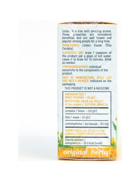 Té de Tilo 100% Puro Hierbas Originales 50g Ecológico