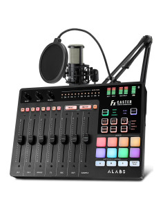 ALABS Fxcaster Paquete Podcast Todo en Uno con Micrófono XLR