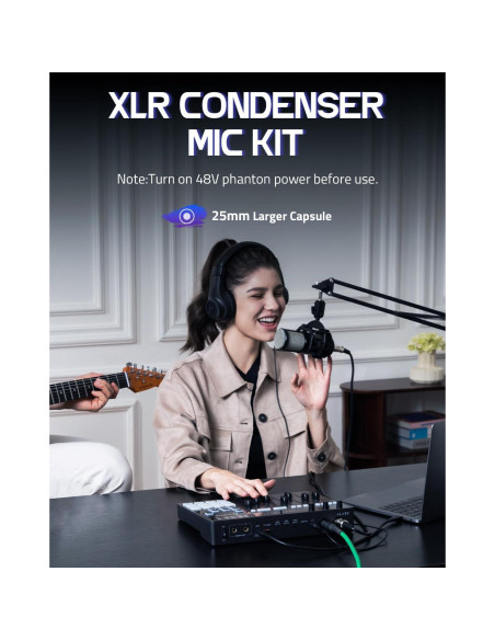 ALABS Fxcaster Paquete Podcast Todo en Uno con Micrófono XLR
