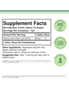 Tintura de Bálamo Limón Orgánico Double Wood 590mg 59ml 2