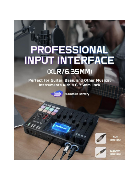 ALABS Fxcaster Paquete Podcast Todo en Uno con Micrófono XLR