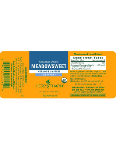 Extracto Líquido de Meadowsweet Orgánico Herb Pharm 29.57 ml