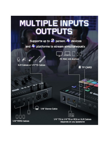 ALABS Fxcaster Paquete Podcast Todo en Uno con Micrófono XLR