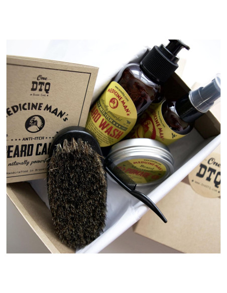 Kit de Cuidado para Barba Medicine Man - Jabón, Aceite, Balsamo y Cepillo