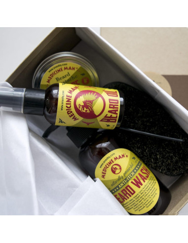 Kit de Cuidado para Barba Medicine Man - Jabón, Aceite, Balsamo y Cepillo