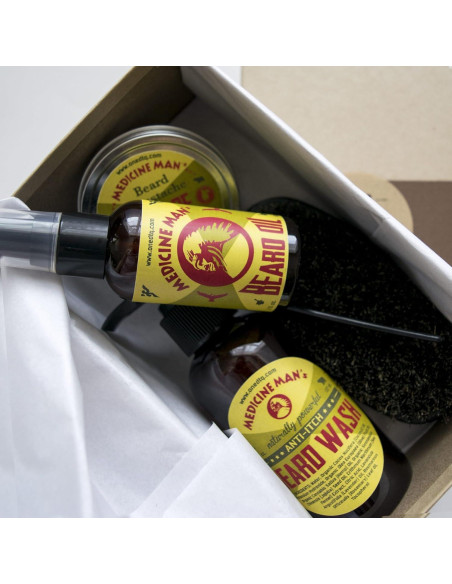 Kit de Cuidado para Barba Medicine Man - Jabón, Aceite, Balsamo y Cepillo