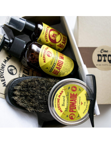 Kit de Cuidado para Barba Medicine Man - Jabón, Aceite, Balsamo y Cepillo