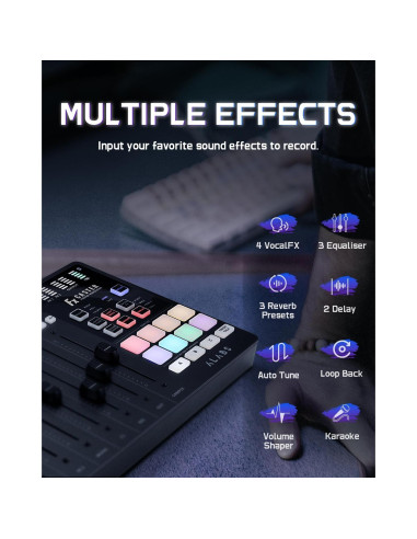 ALABS Fxcaster Paquete Podcast Todo en Uno con Micrófono XLR