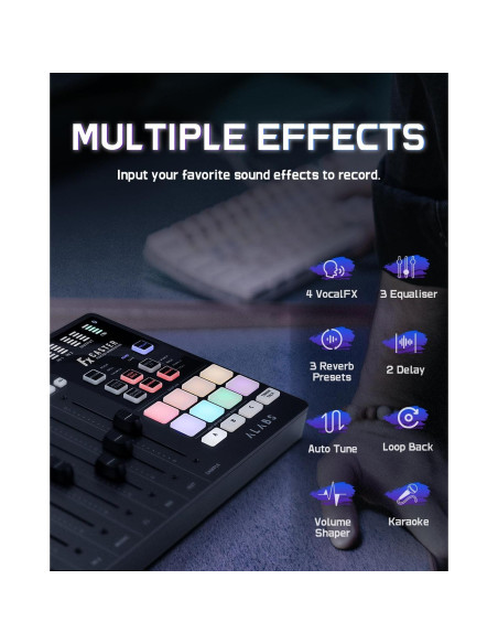 ALABS Fxcaster Paquete Podcast Todo en Uno con Micrófono XLR