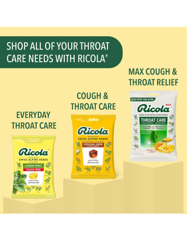 Gotas para la Tos Ricola Miel y Hierbas 45 unidades Alivio Natural