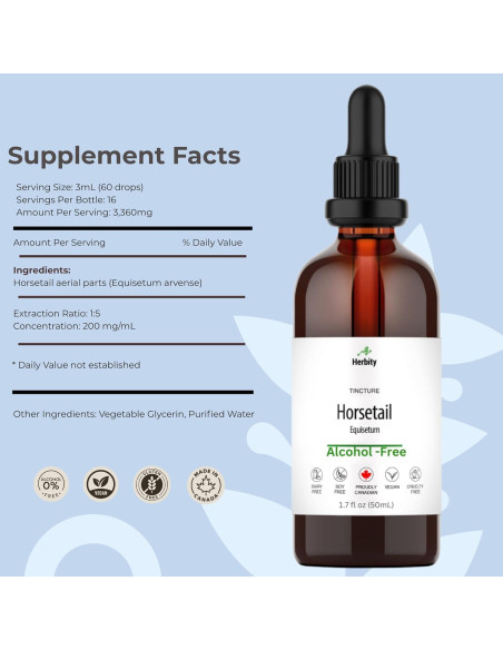 Tintura de Cola de Caballo Herbity 50 mL - Suplemento Vegano Tintura de Cola de Caballo Herbity 50 mL - Suplemento Vegano