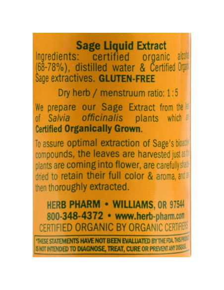Extracto Líquido de Salvia Orgánica Herb Pharm 29.57 ml