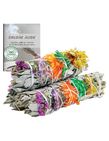 Paquete de 3 Palos de Salvia Blanca Floral Ancientveda 10 cm