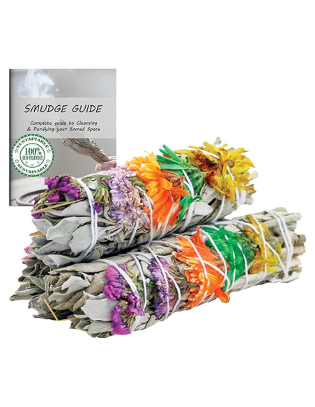 Paquete de 3 Palos de Salvia Blanca Floral Ancientveda 10 cm