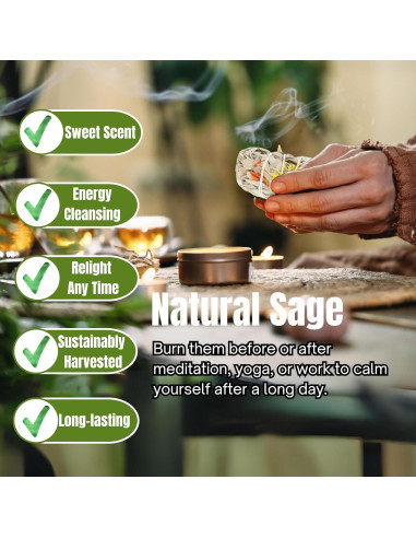 Paquete de 3 Palos de Salvia Blanca Floral Ancientveda 10 cm