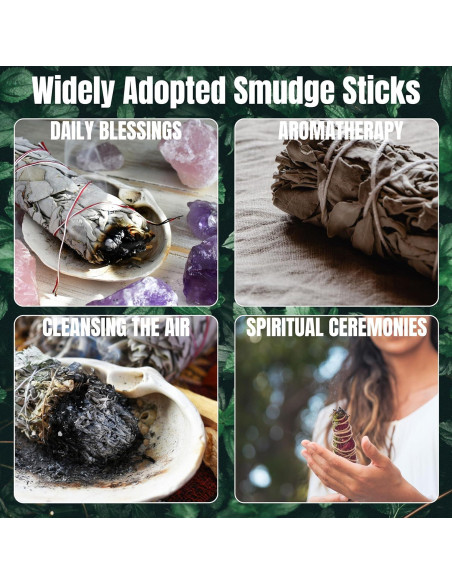 Paquete de 3 Palos de Salvia Blanca Floral Ancientveda 10 cm