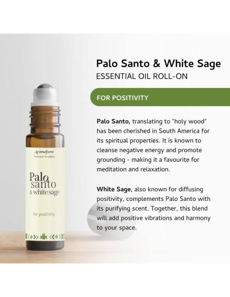 Aceite Esencial Roll-On Palo Santo y Salvia Blanca 10ml Aromafume