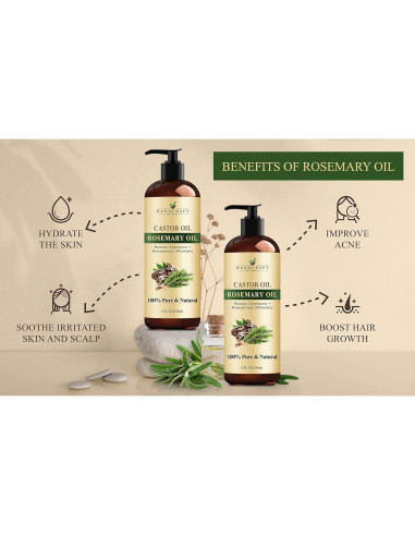 Aceite de Ricino, Romero y Almendra Dulce 100% Puro 236ml