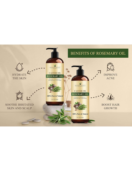 Aceite de Ricino, Romero y Almendra Dulce 100% Puro 236ml