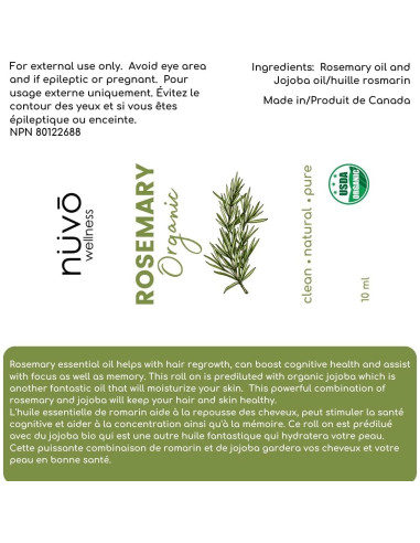 Aceite de Romero 10ml NUVO WELLNESS para Crecimiento Cabello