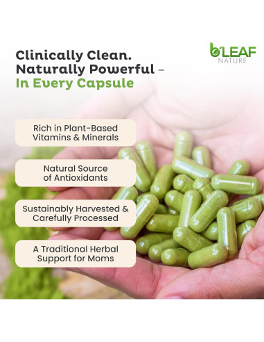 Cápsulas de Moringa Orgánica B'LEAF NATURE 1000mg 180 Unidades