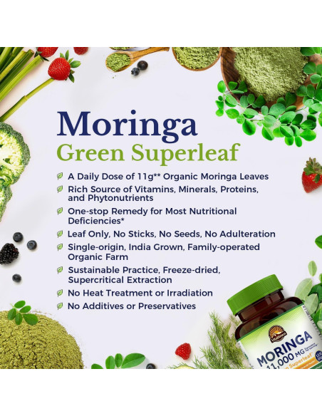 Cápsulas de Moringa Vitalitown 11g - 90 Cápsulas Puras