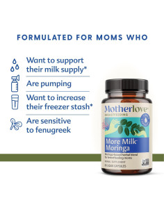 Suplemento de Lactancia Motherlove Más Leche Moringa 135 Cápsulas 2