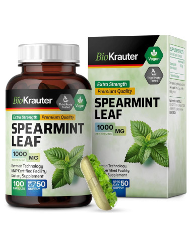 Cápsulas de Menta Verde BIO KRAUTER 1000 mg - 100 Unidades - Suplemento Vegano Digestivo