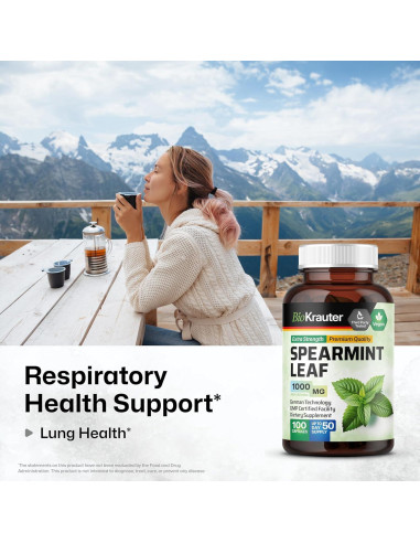 Cápsulas de Menta Verde BIO KRAUTER 1000 mg - 100 Unidades - Suplemento Vegano Digestivo