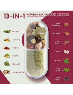 Cápsulas de Moringa 13 en 1 Vivcmin - Suplemento Herbal 120 Unidades 2