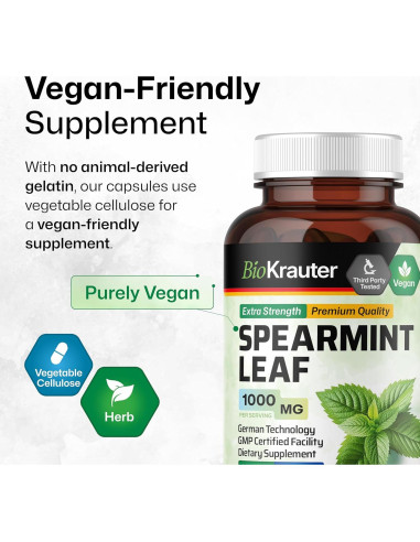 Cápsulas de Menta Verde BIO KRAUTER 1000 mg - 100 Unidades - Suplemento Vegano Digestivo