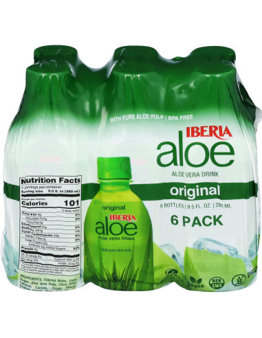 Bebida de Jugo de Aloe Vera Iberia Original 280 ml - Paquete de 6