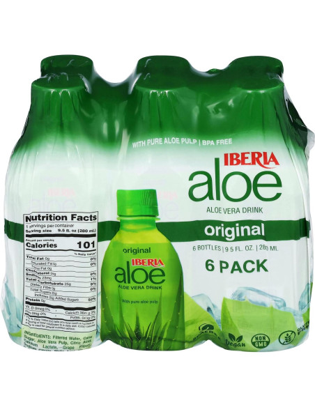 Bebida de Jugo de Aloe Vera Iberia Original 280 ml - Paquete de 6
