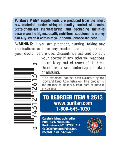 Suplemento Probiotico Acidophilus Puritan's Pride 250 Tabletas