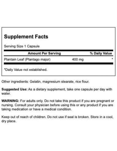 Suplemento Herbal Swanson Plátano Hoja 400 mg 60 Cápsulas