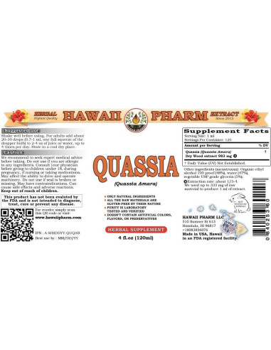 Extracto Líquido de Quassia Amara 118.3 ml - Hawaii Pharm