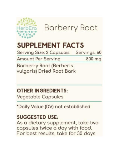 Cápsulas de Raíz de Agracejo 120 unidades 400 mg HerbEra