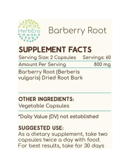 Cápsulas de Raíz de Agracejo 120 unidades 400 mg HerbEra